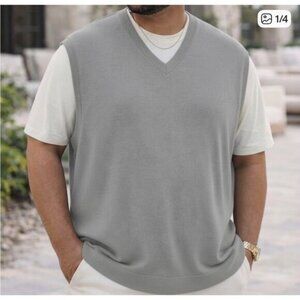 JOSEPH ABBOUD Merino Wool Sweater Vest Size Large Gray